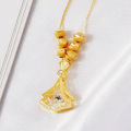 High Quality Ball & Ginkgo Leaf pendant Shape Comb Necklace for Women and Girls, Gold Plated Titanium Chain.