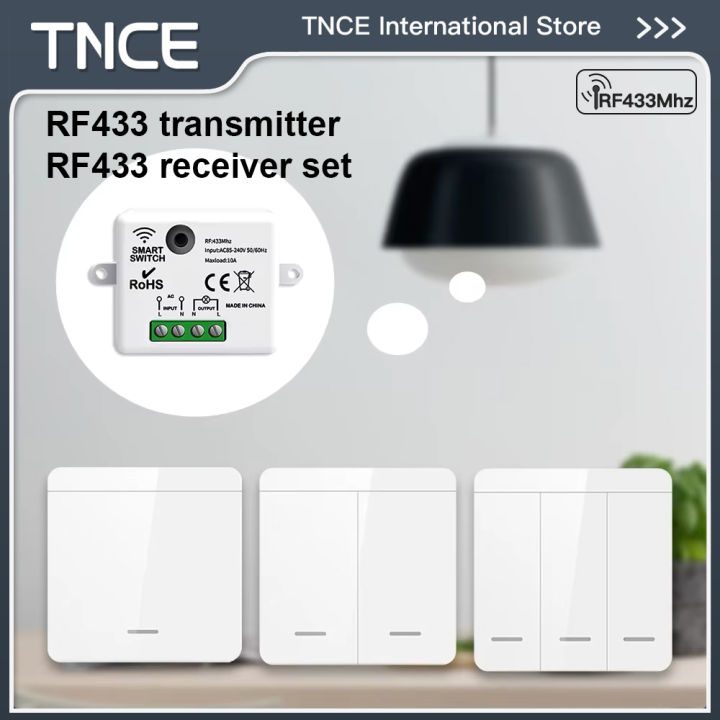 Remote Rf433 Relay TNCE RF433 Relay Receiver, Wireless Light Switch 433Mhz Mini Remote ...