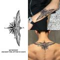 Long-lasting waterproof tattoo sticker non-reflective temporary tattoo eagle compass pattern fake tattoo on back of arm. 