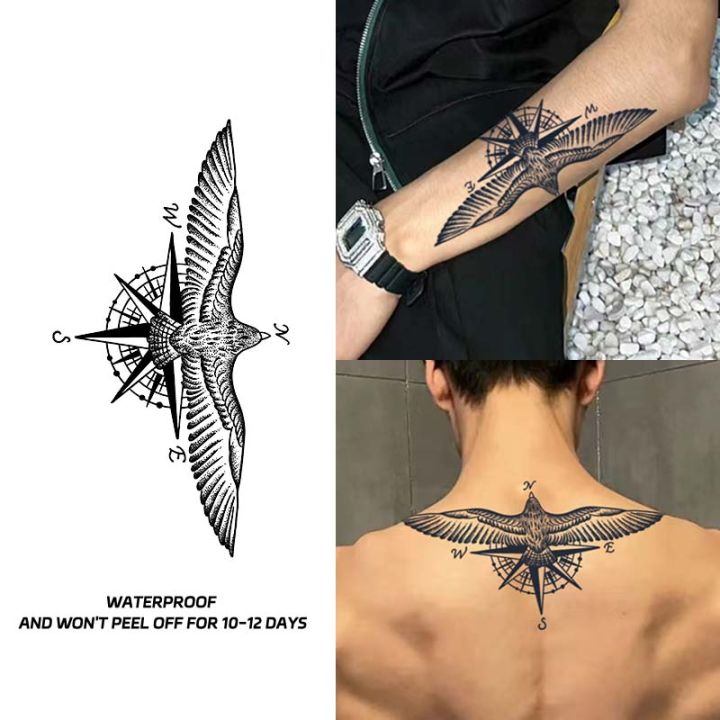 Long-lasting%20waterproof%20tattoo%20sticker%20non-reflective%20temporary%20tattoo%20eagle%20compass%20pattern%20fake%20tattoo%20on%20back%20of%20arm%20-%20Image%204