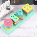 Hot Kids Montessori Wooden Toys Macaron Blocks Learning Toy Baby Music Rattles Graphic Colorful Wooden Blocks Educational Toy. 