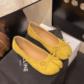 Fashion Suede Split Toe Women Bow Tabi Ballet Flats Spring Autumn Comfortable Walking Lazy Loafers Casual Girls Dance Shoes. 