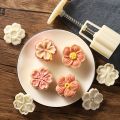 Mooncake Press Molds,Mid Autumn FestivalMooncake Mold Set 50g Flower Moon Cake Mold with4Pcs Stamps.