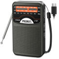 PRUNUS J-167 Portable Radio AM FM SW with 500mAh Rechargeable Battery UsB-c charging Handheld Radio Walkman 3w speaker.