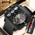 SANDA 6237 Men's Electronic Watch Fashion Sports Waterproof Luminous Creative Large Dial Calendar Cool Digital Watches for Men. 