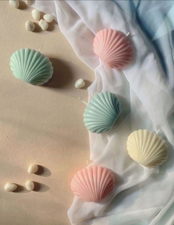 Pack of 2 Cute Mini Sea Shell Candle/ Scented/ Size Length 5.8 CM Width ...