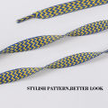 1 Pair Wave Patterned Woven Shoelaces, Flat Shoe Laces 1.5cm Wide Shoelaces for Athletic Running Sneakers Shoes Boot Strings. 