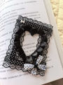 Cute DIY Lace Bowknot  Photo Card Holder Idol Photocard Case Decorative Card Cover Black White Love Heart Shape Photo Holder. 