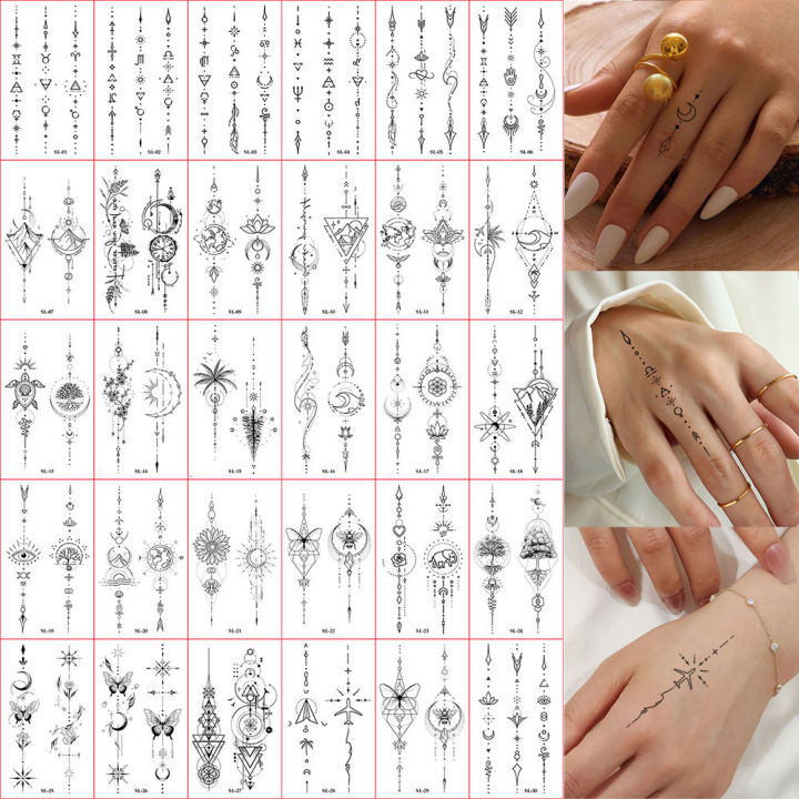 30pcs%20Temporary%20Tattoo%20Sticker%20Moon%20Star%20Small%20flower%20Waterproof%20Fake%20Tattoo%20for%20Men%20Women%20Girls%20Cute%20Fingle%20Tatoo%20Henna%20Sticker%20-%20Image%202