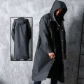 Black Fashion  Waterproof Long Raincoat Women Men Rain Coat Hooded For Outdoor Hiking Travel Fishing Climbing Thickened. 