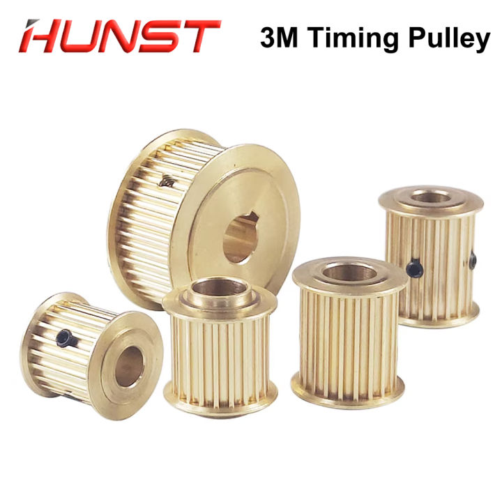 HUNST  Copper Synchronizing Gear,Timing Pulley HTD 3M  Pulley Synch  Motor Wheel for DIY CO2 Laser Engraving Cutting Machine