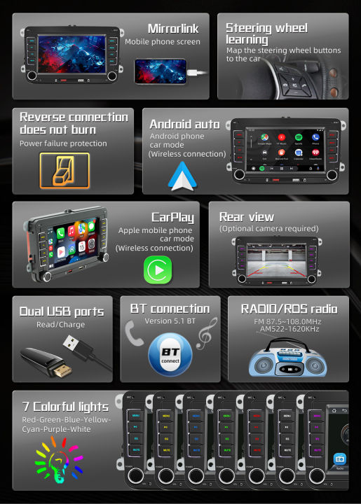 BQCC%202%20Din%207%E2%80%9C%20MP5%20Car%20Radio%20FM%20AM%20RDS%20Mirrorlink%20Carplay%20Android%20Auto%20Car%20Stereo%20For%20Volkswagen%20VW%20CC%20Passat%20B7%20Polo%20Golf%205%206%20-%20Image%206