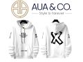 Aua&Co White Printed Hoodie For Mens. 