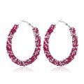 Round Shiny Rhinestone Hoop Earrings for Women | Simple Geometric Austrian Crystal Big Earring Jewelry.