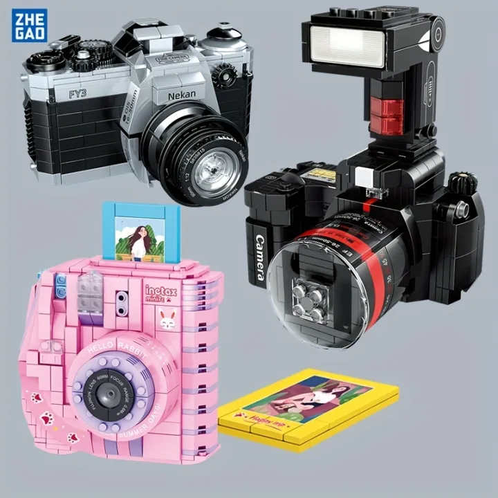 Building Blocks Creative Series, Simulation Retro SLR Polaroid Camera Micro Particle Assembly Model,