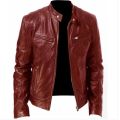 2023 Fashion Mens Leather Jacket Slim Fit Stand Collar PU Jacket Male Anti-wind Motorcycle Lapel Diagonal Zipper Jackets Men.