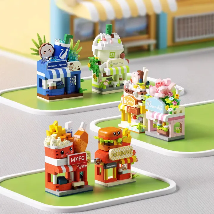 NEW%20DIY%20Hamburger%20Restaurant%20Coffee%20Store%20Flower%20Street%20View%20Food%20Building%20Blocks%20Kit%20Girls%20Bricks%20Movie%20Model%20Kids%20Toy%20Children%20-%20Image%202