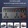 Car Inverter, 12V|24V to 110V/220V, High-Power Fast Charging, Universal Socket extension plugs for Cars/Trucks, 4 USB 2 PD Fast charging Power Converter with Voltage Display, 200W, Suitable for Mobile Phones, Computers, Etc. 