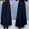 Office Lady's Loose Elegant Chic Thin Wide Leg Pants Summer Fashion Trend Trousers All-Match Women's Pants With Pockets Buttons. 
