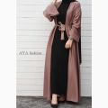 Ultra Modern 4 Pcs Abaya Set - Professional Designer, Inner, Robe, Belt, Black Stole. 