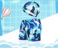 F5 cute cartoon children's swimming trunks + hat. 