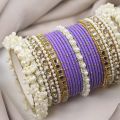 Bangles for girls , Bridal Pearl Kundan Bangle Set with Dotted Bangles | Trendy Pearl Bangle With Bond Babgles | Bridal Bangles Set | Matching Bangles Set , jewellery for girls , golden dotted bangles set. 