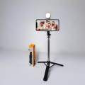 Plokama LIVE K7 LED Selfie Stick 1.1M (3.6 Feet) Live Broadcasting Selfie Stand With Rechargeable Light Selfie K7 Bluetooth LED 4 in 1 Tripod LED Remote Control Tripod 110cm Selfie Stick Tripod Bluetooth LED Light. 