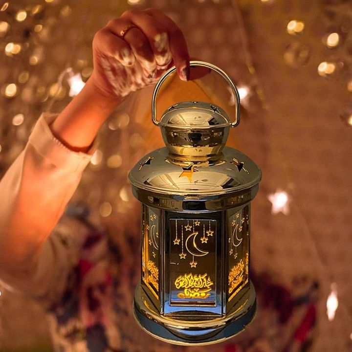 Ramadan LED Candle Lantern – Decorative Moonlight Lamp for Eid Mubarak, Battery Operated Hanging Night Light