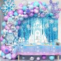 133PCS Snowball Balloon Garland Set - Blue, Purple and White for Winter Parties, Birthdays and Indoor/outdoor Decorations. 