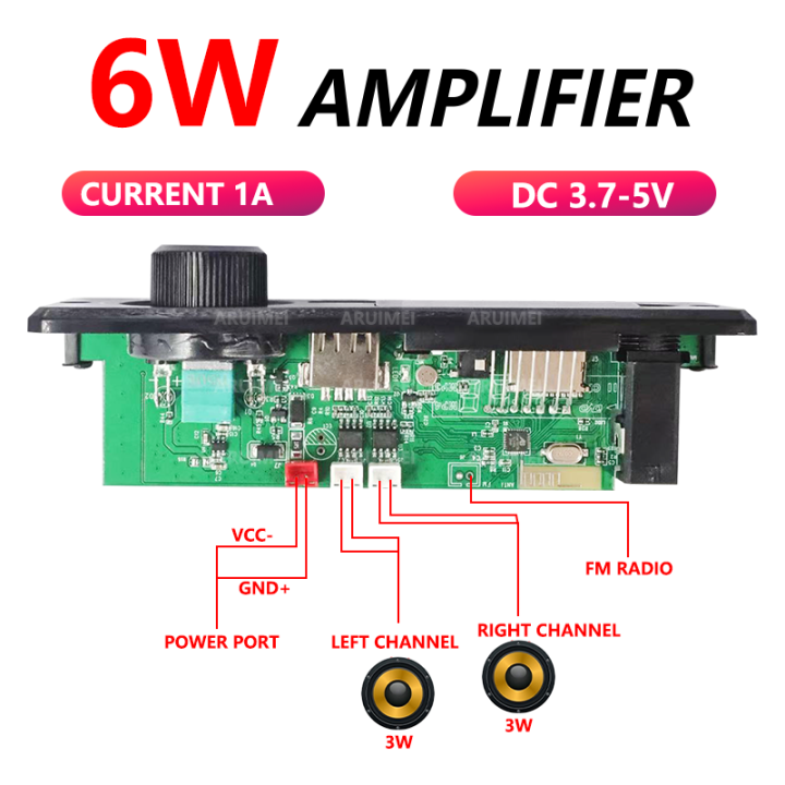 DC%205V%20Bluetooth%205.0%20MP3%20Decoder%20Board%206W%20Amplifier%20MP3%20Player%20Support%20Call%20Recording%203.5mm%20USB%20TF%20FM%20for%20Module%20Car%20Speaker%20-%20Image%203
