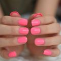 Pure Deep Pink Color Short Length Press On False Nails Classical Square Stick On Nails Minimal Design Artficial Nails For Daily. 