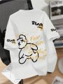 Summer men's round neck breathable T-shirt with cartoon bear print pattern suitable for daily and weekend gifting to friends. 