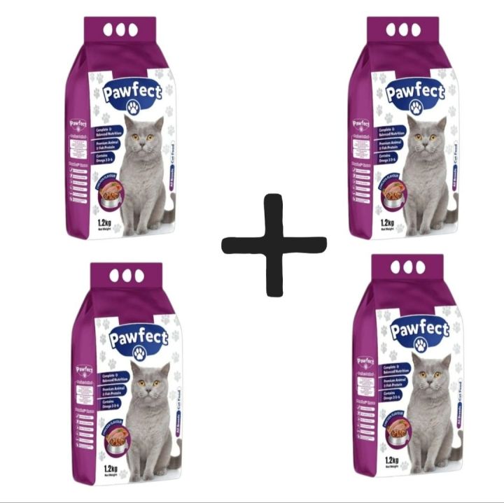 Pawfect Adult Cat food |  Pack of 4 | 1.2Kg X 4 | 4 Packs of Pawfect Adult Cat Food For All Breeds of Cats -1.2Kg / Dry Cat Foods | Natural and balanced diet / For every breed / Premium Quality Cat Food