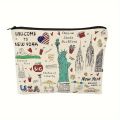 Girls & Women Cute New York Souvenir Zipper Pouch, Travel Cosmetic Bag, Makeup Purse.