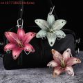 Elegant Lily Flower Keychain Hand-Punched Puncture Simulation Pendant Fashion Creative Bag Accessory Personalized Gift. 