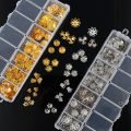 1box Mixed Bead Caps for Jewelry Making Bulk Gold Beads Supplies Flower Metal Spacer Shaped Bracelet Necklace Accessories. 