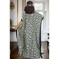 Elegant Oversized Geometric Pattern Cover Shirt with Matching Scarf for All Seasons.