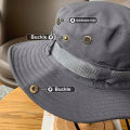 Unisex Sun Hat for Outdoor Fishing Hiking Hunting UV Protection Breathable Foldable Adjustable Chin Strap Wide Brim Boonie Hat.