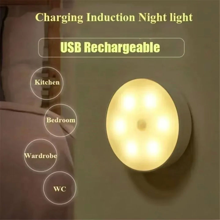 LED Night Lamp with PIR Motion Sensor Rechargeable USB for Kitchen ...