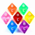 10Pcs D8 Transparent Color Dice Set, Plastic 8 Sided for Role Playing Board Games - Gaming Accessories. 