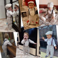 Baby Boy Gentleman Romper Clothes Set with Bow Hat Cotton Spring Fall Toddler Kids Printed Bodysuit Dress Infant Outfit Suit.