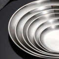 Korean Stainless Steel Disc Golden Cafe Tray Fruit Plate Cake Plate Bone Shallow Plate Snack Kitchen Home Outdoor Dinner Plate.
