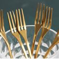 6Pcs Creative Stainless Steel Gold Flatware Fruit Fork Dinnerware Appetizer Snack Dessert Fork Kitchen Tableware Leaf Shape. 