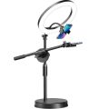 26cm LED Ring Light with Desktop Stand & Mobile Holder | Adjustable Fill Light for Live Streaming, YouTube, TikTok & Makeup.