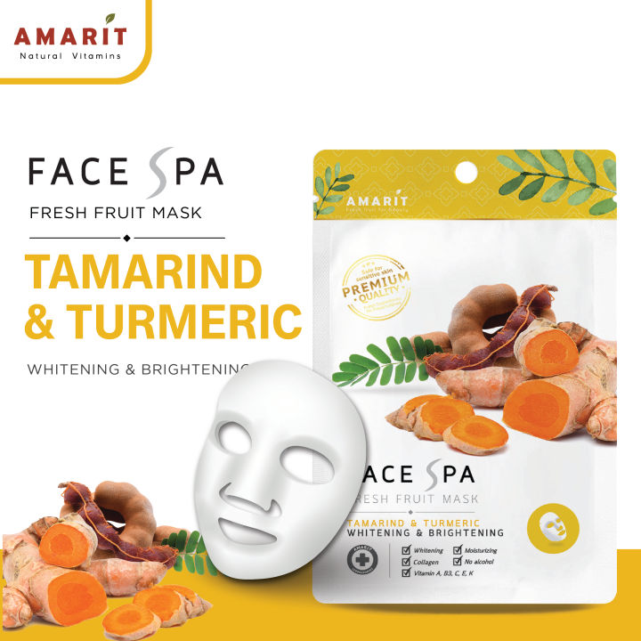 Amarit Fresh Fruit Mask Tamarind & Turmeric Brightens the Face |   1 Box Contains 10 Packets.