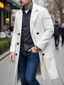 Men's Double-Breasted Woolen Jacket: Thickened Lined Coat for Winter Chill Protection - Solid Color, New Style. 