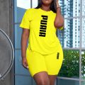 2026 Summer  Women's Shorts 2pcs Set Ladies Daily Casual Sports Short Sleeved Tracksuit Fashion Printed T-shirt Wear. 