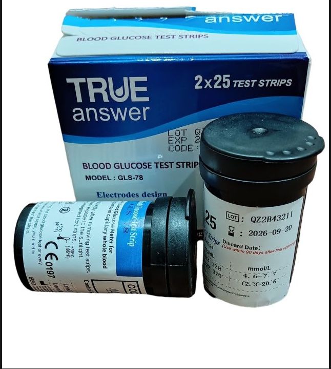 TRUE ANSWER GLUCOMETER SUGAR TESTING STRIPS 2 X 25
