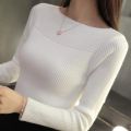 Casual Long Sleeve Knitted Sweater Autumn O-neck Office Pullover Winter Women Clothes Korean Style Slim White Knitwear Pull 7571. 