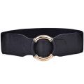Women's Elastic Belt Corset Women Waist Belts Trend Gold Circle Buckle Waistband High Quality Stretch Wide Black Belt DT072.